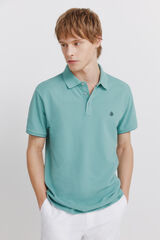 Springfield Polo piqu&eacute; de pu&ntilde;o de contraste slim fit turquesa