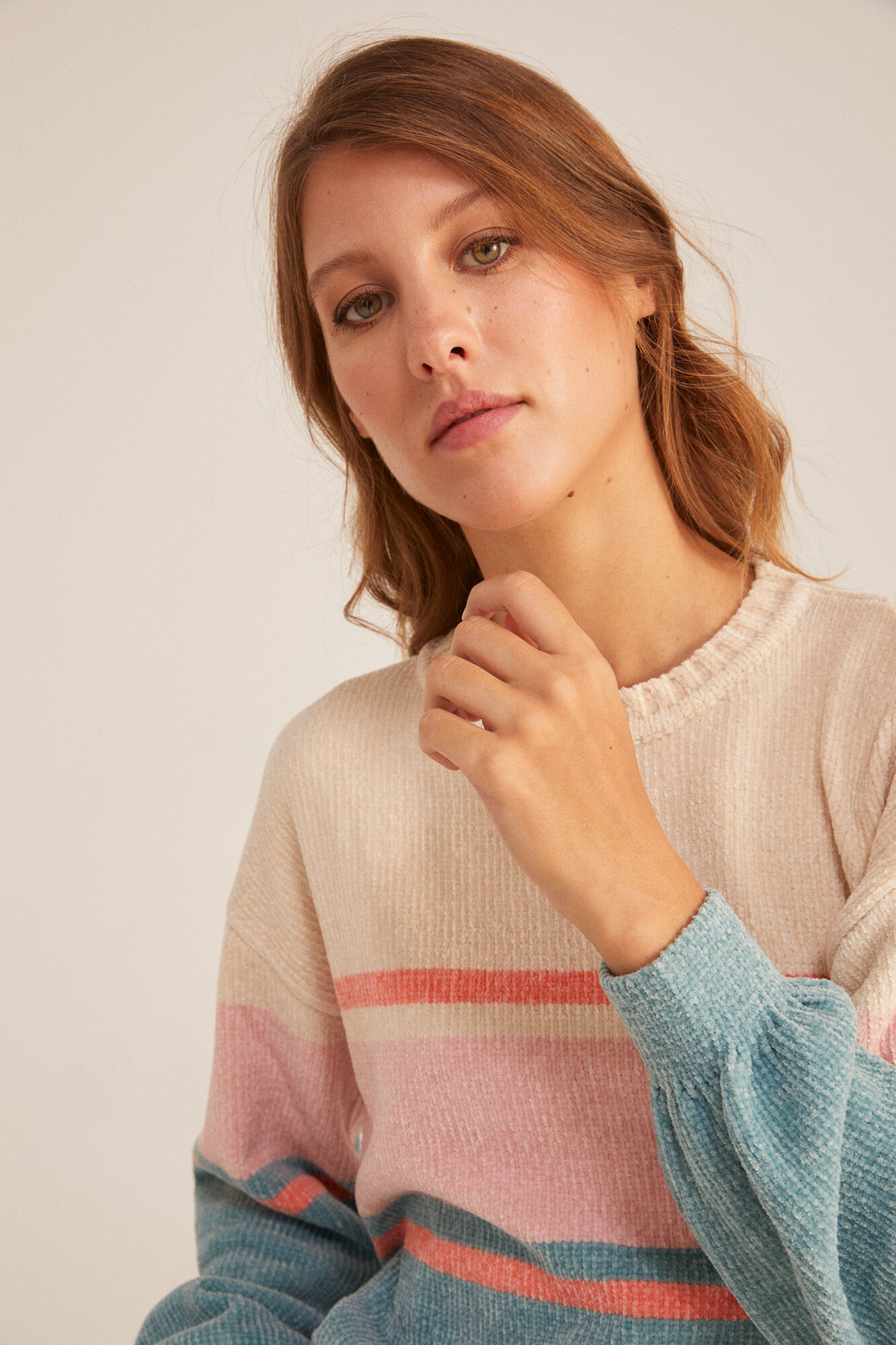 Springfield Su&eacute;ter Chenilla Color Block beige