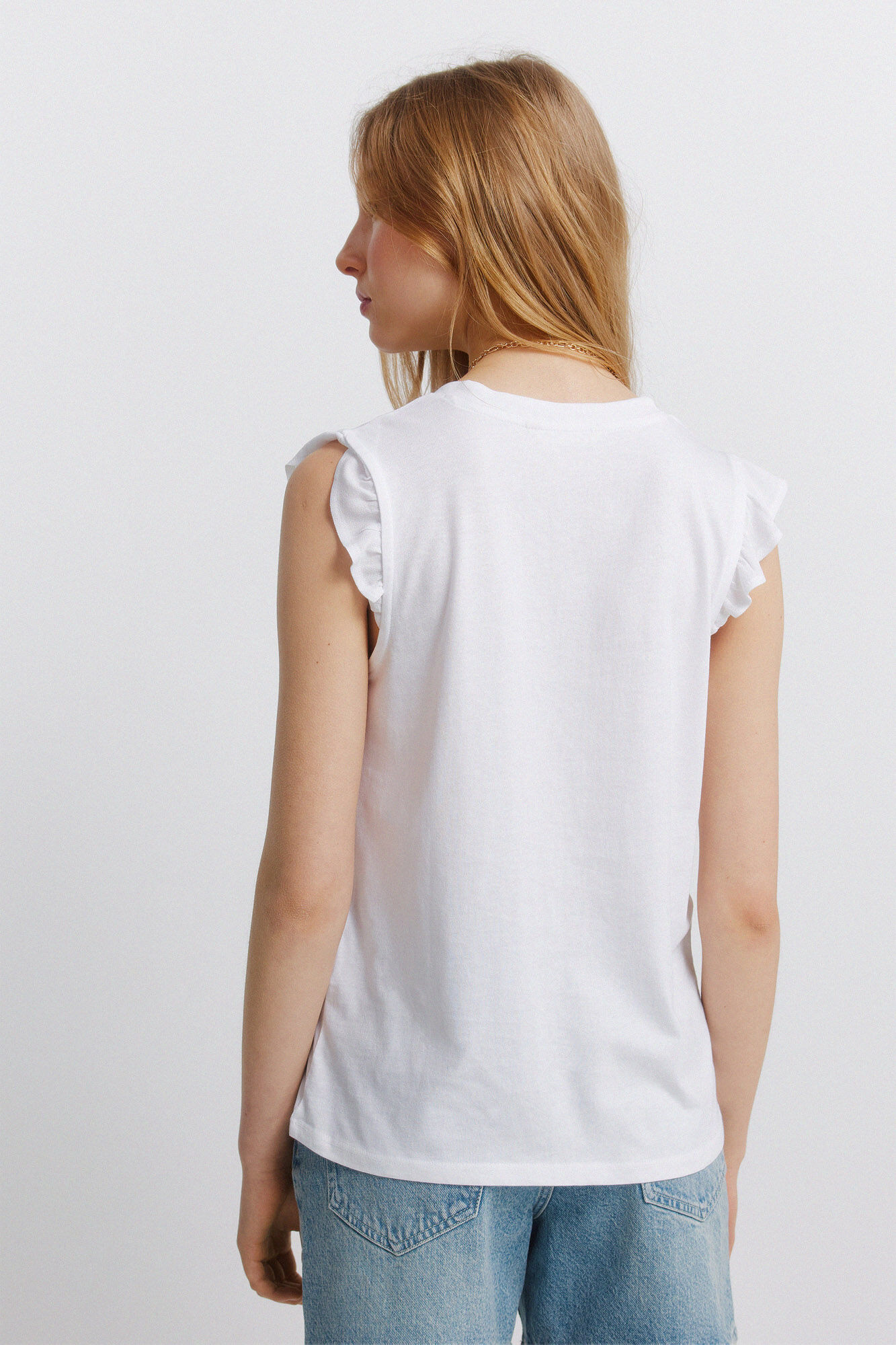 Springfield Playera con volantes y encaje natural