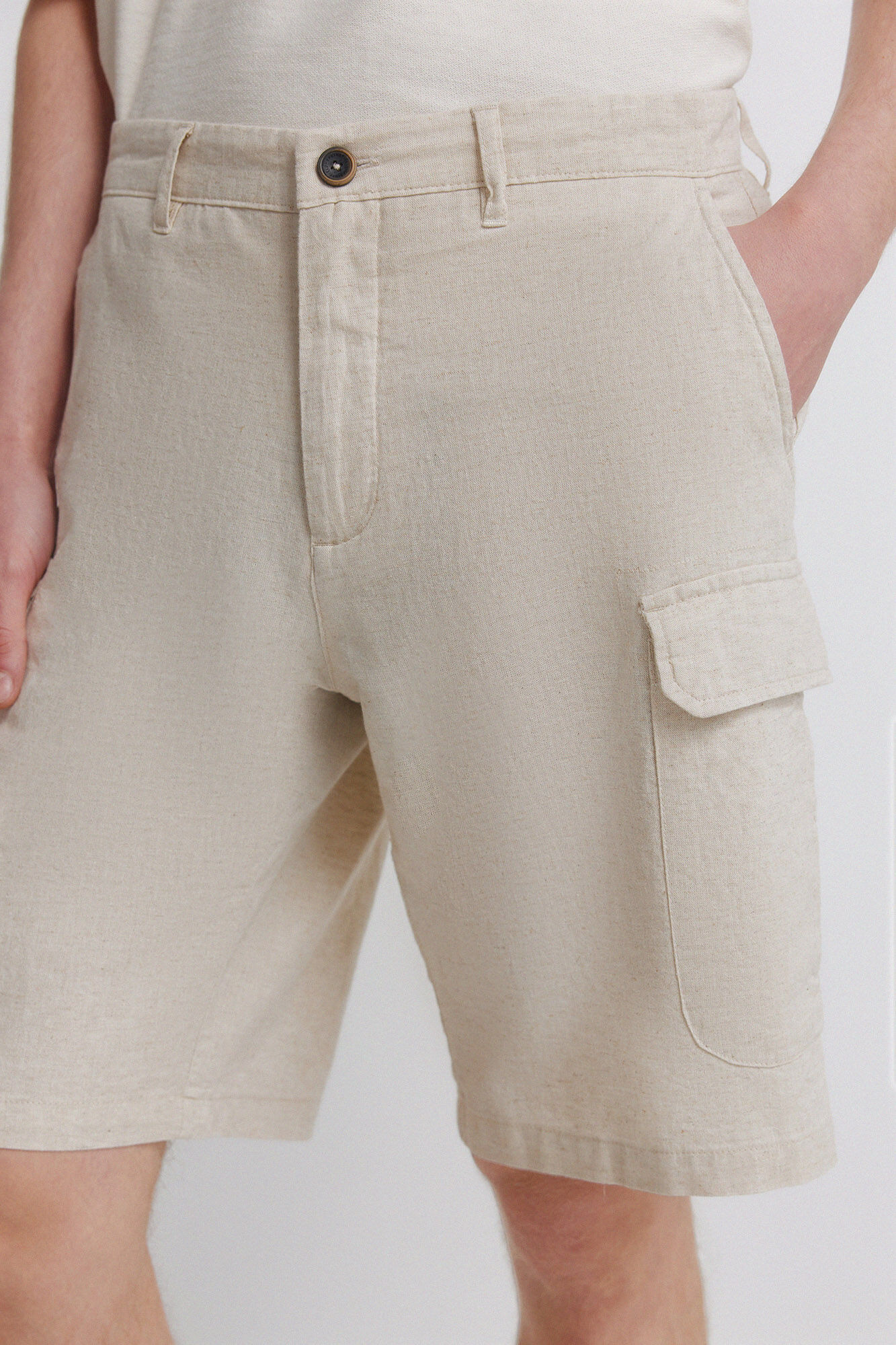 Springfield Bermudas cargo de lino comfort fit blanco