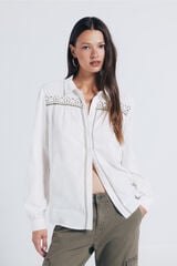 Springfield Camisa bordado canesú kaki