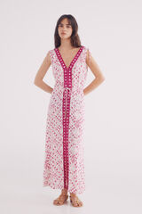 Springfield Vestido midi cenefa central estampado café