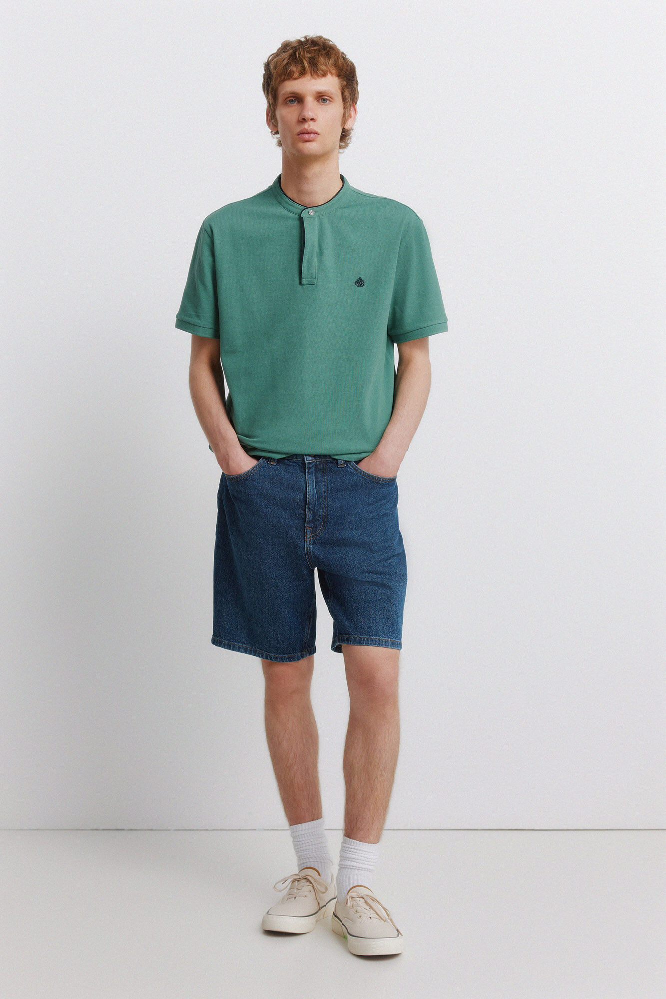 Springfield Polo de piqu&eacute; cuello mao slim fit verde