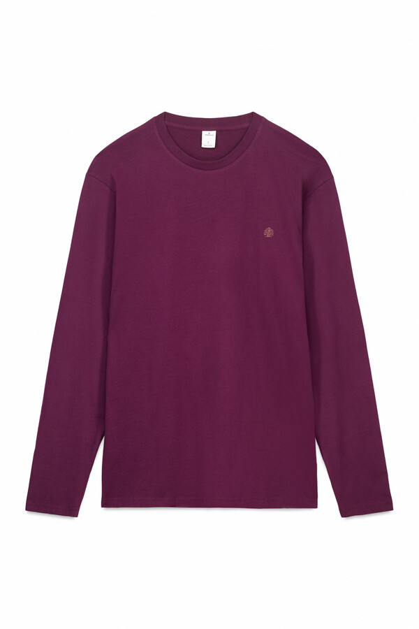 Springfield Playera básica de manga larga con acabado suave. púrpura