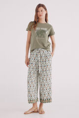 Springfield Pantalón fluido estampado nude