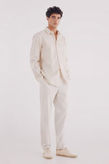 Springfield Pantalón chino lino slim fit blanco