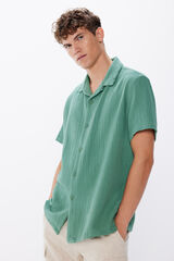 Springfield Camisa manga corta tejido arrugado verde
