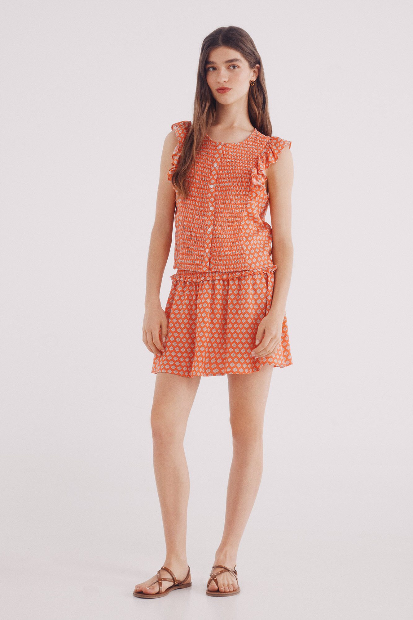 Springfield Blusa de nido de abeja con botones