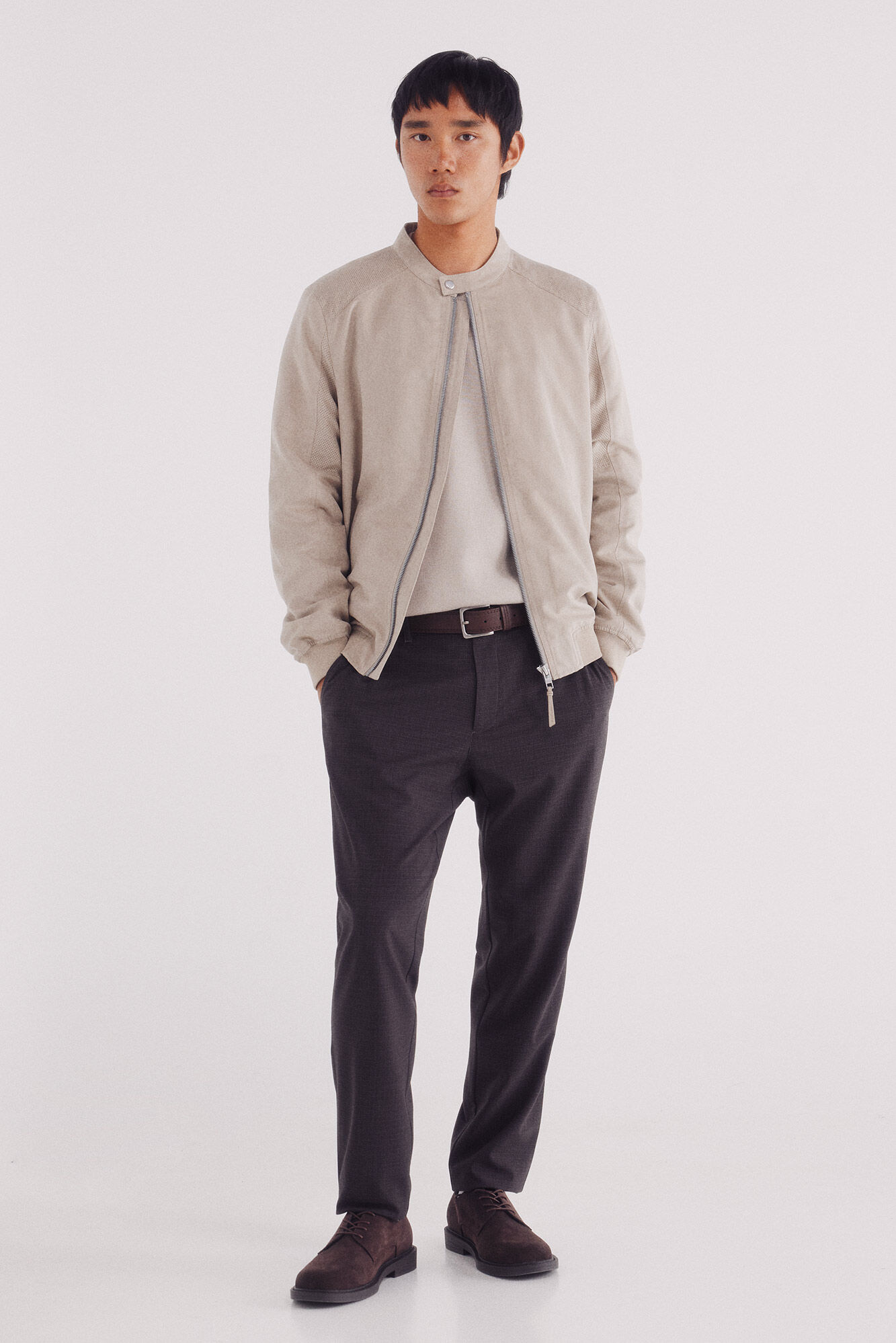 Springfield Chamarra efecto ante microperforados caf&eacute;