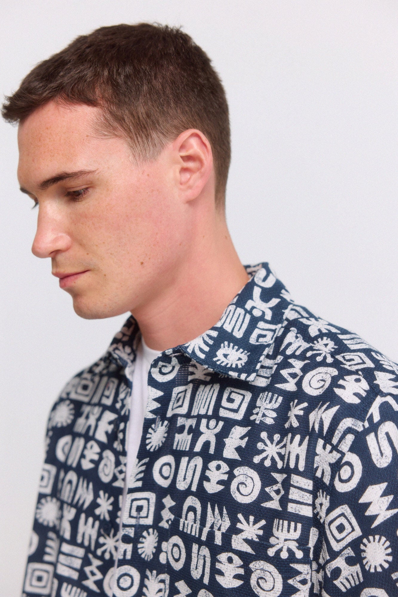 Springfield Camisa de manga corta con vuelta azul