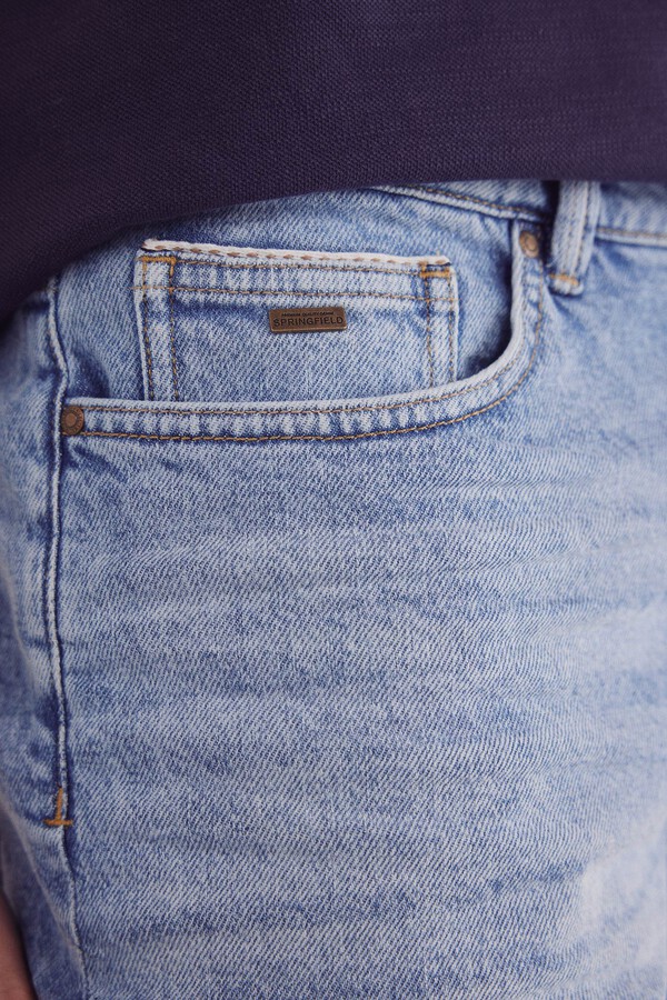 Springfield Bermudas denim lavado medio regular fit azul