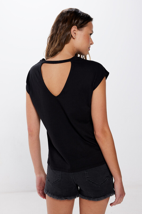 Springfield Playera gráfica escote espalda amarillo