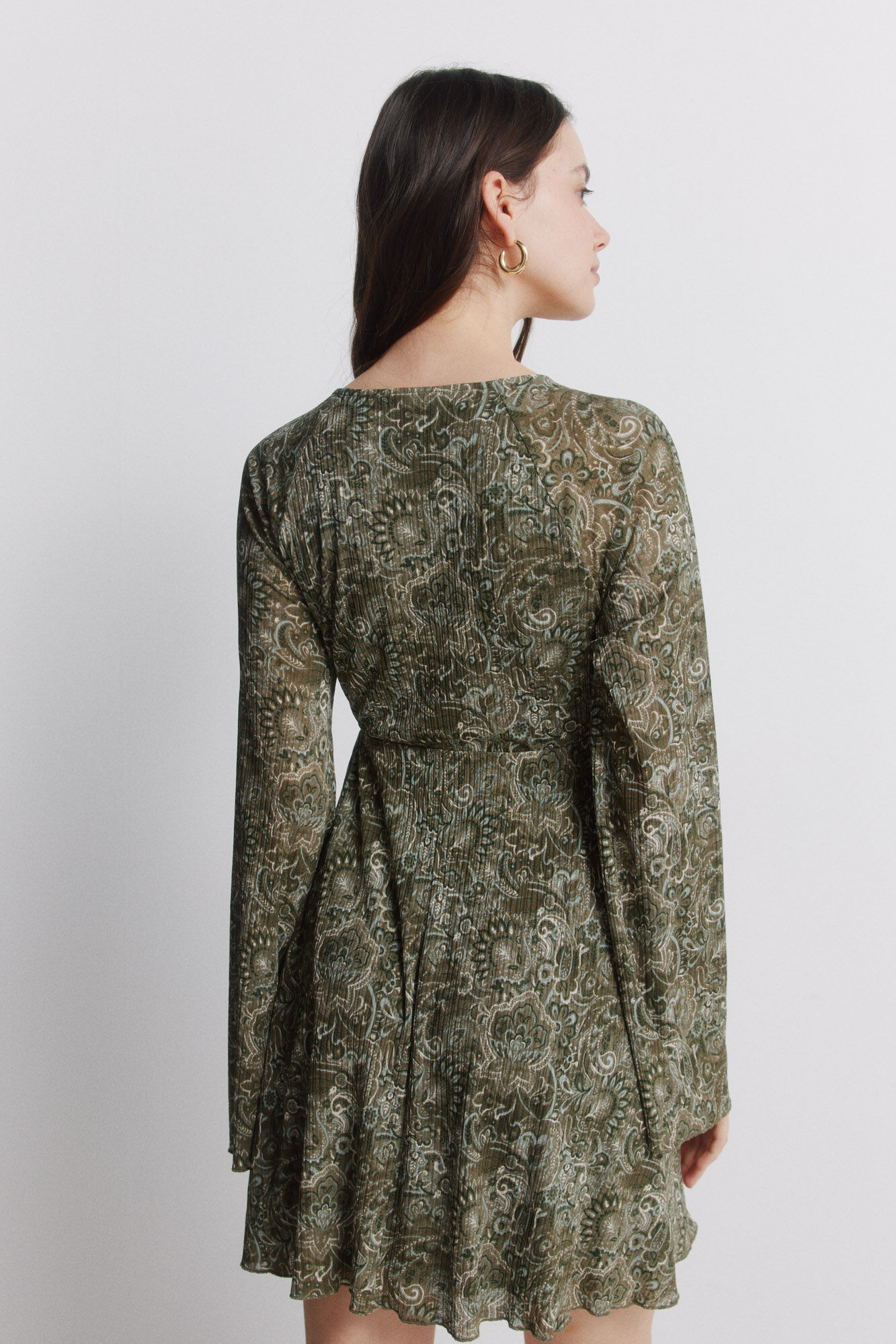 Springfield Vestido corto estampado verde khaki