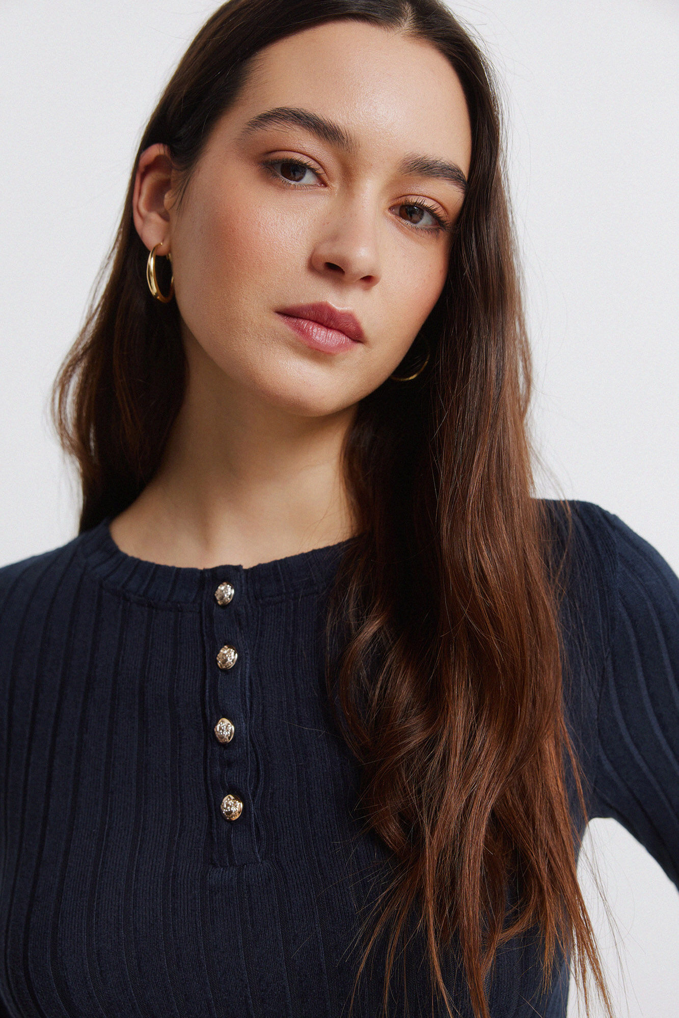 Springfield Playera con cuello de botones acanalados