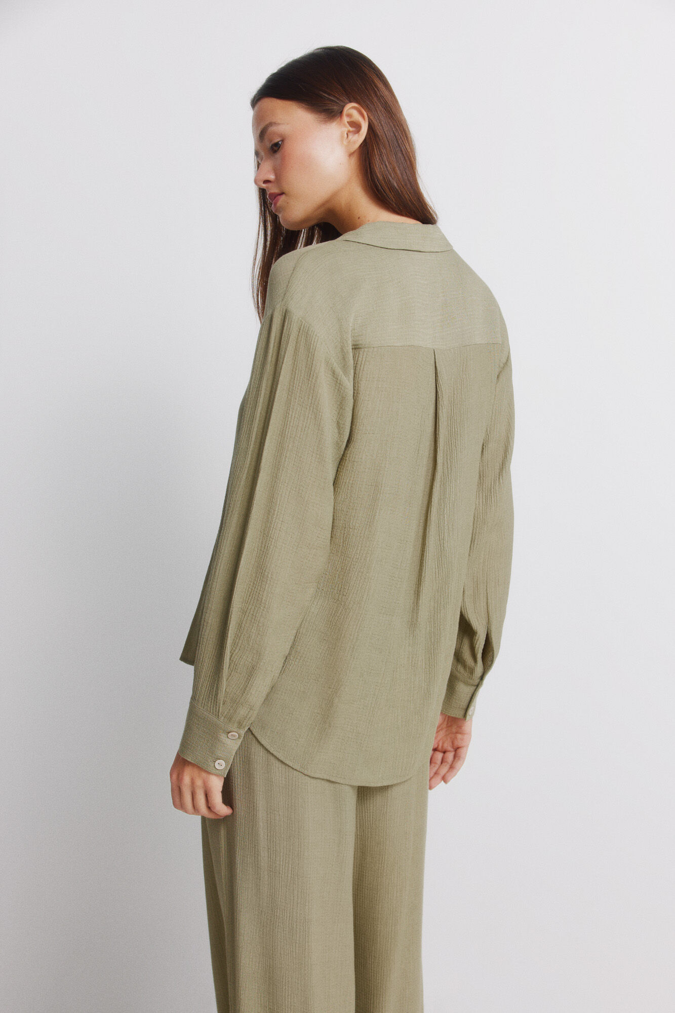 Springfield Camisa de manga larga a rayas kaki