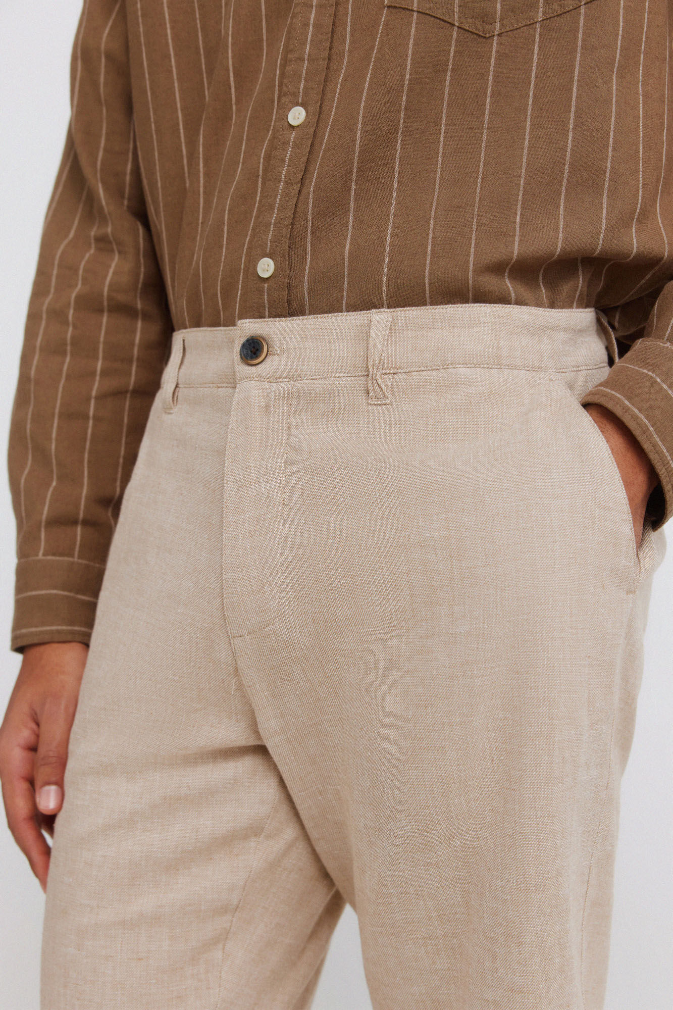 Springfield Bermudas dobby comfort fit de lino beige