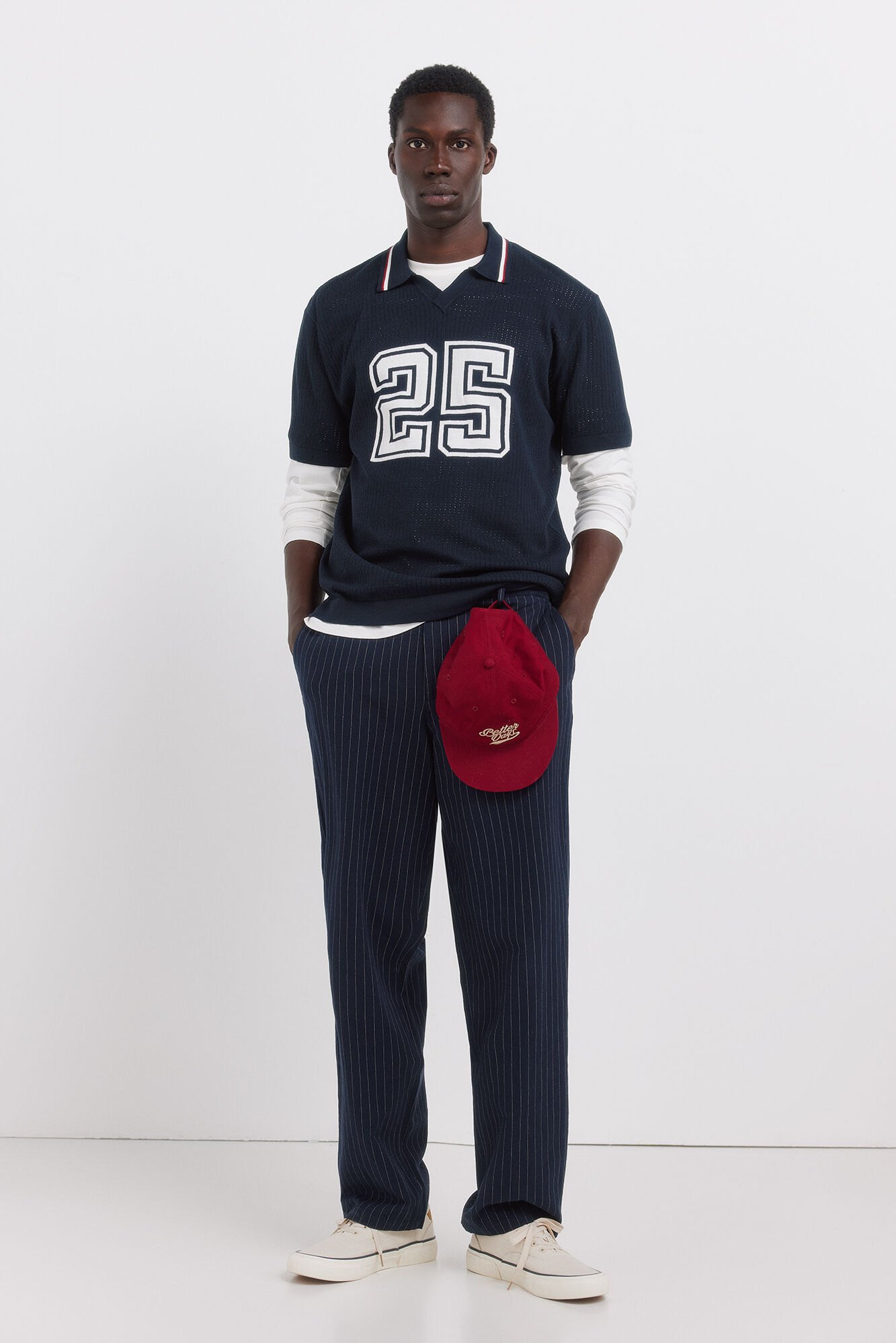 Springfield Pantal&oacute;n chino de lino a rayas straight fit