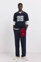 Springfield Pantal&oacute;n chino de lino a rayas straight fit azul