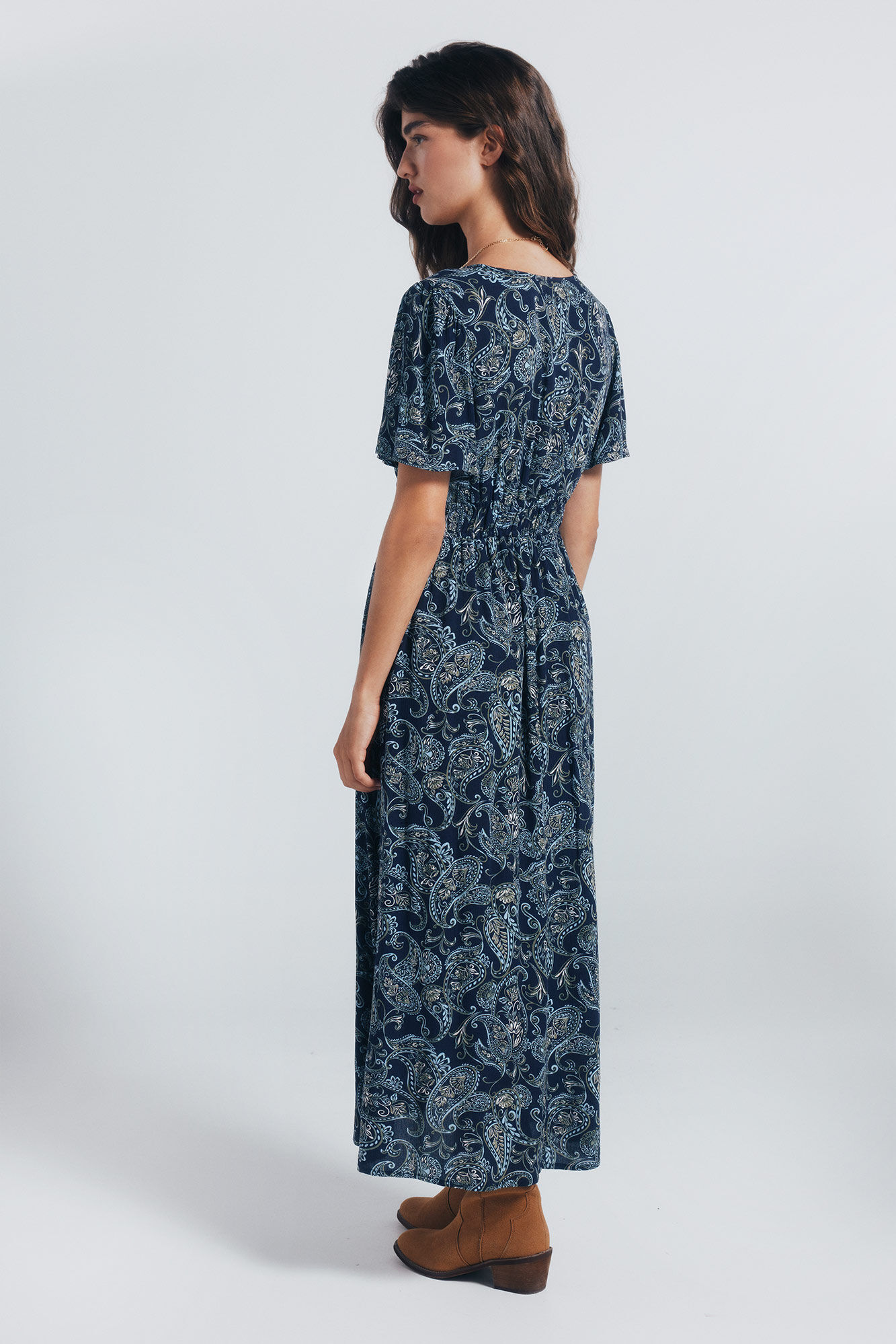 Springfield Vestido midi trenzas cintura azulado