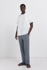 Springfield Pantal&oacute;n chino de lino a rayas straight fit azulado