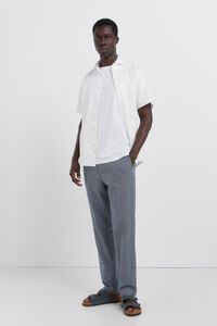 Springfield Pantal&oacute;n chino de lino a rayas straight fit