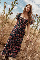 Springfield Vestido midi estampado picos azulado