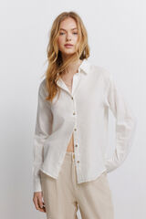 Springfield Camisa escote pico de lino beige