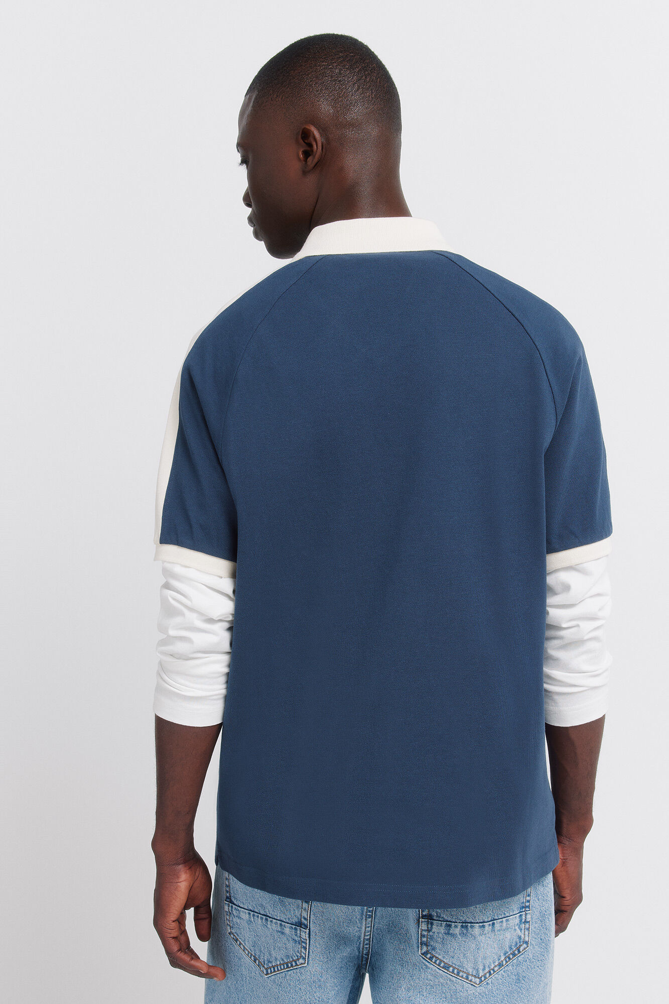 Springfield Polo deportivo de contraste regular fit de pique azul mezcla