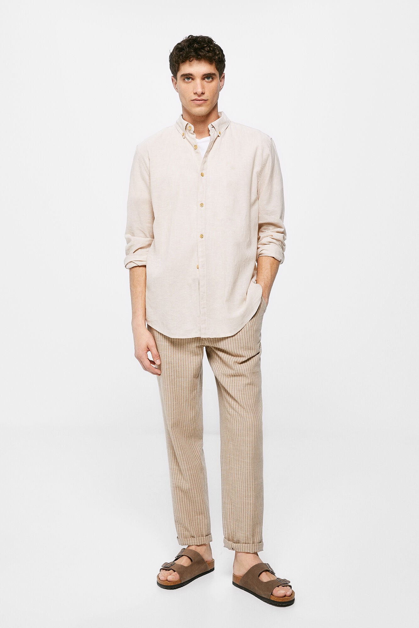 Pantalones chinos rayas hombre clearance