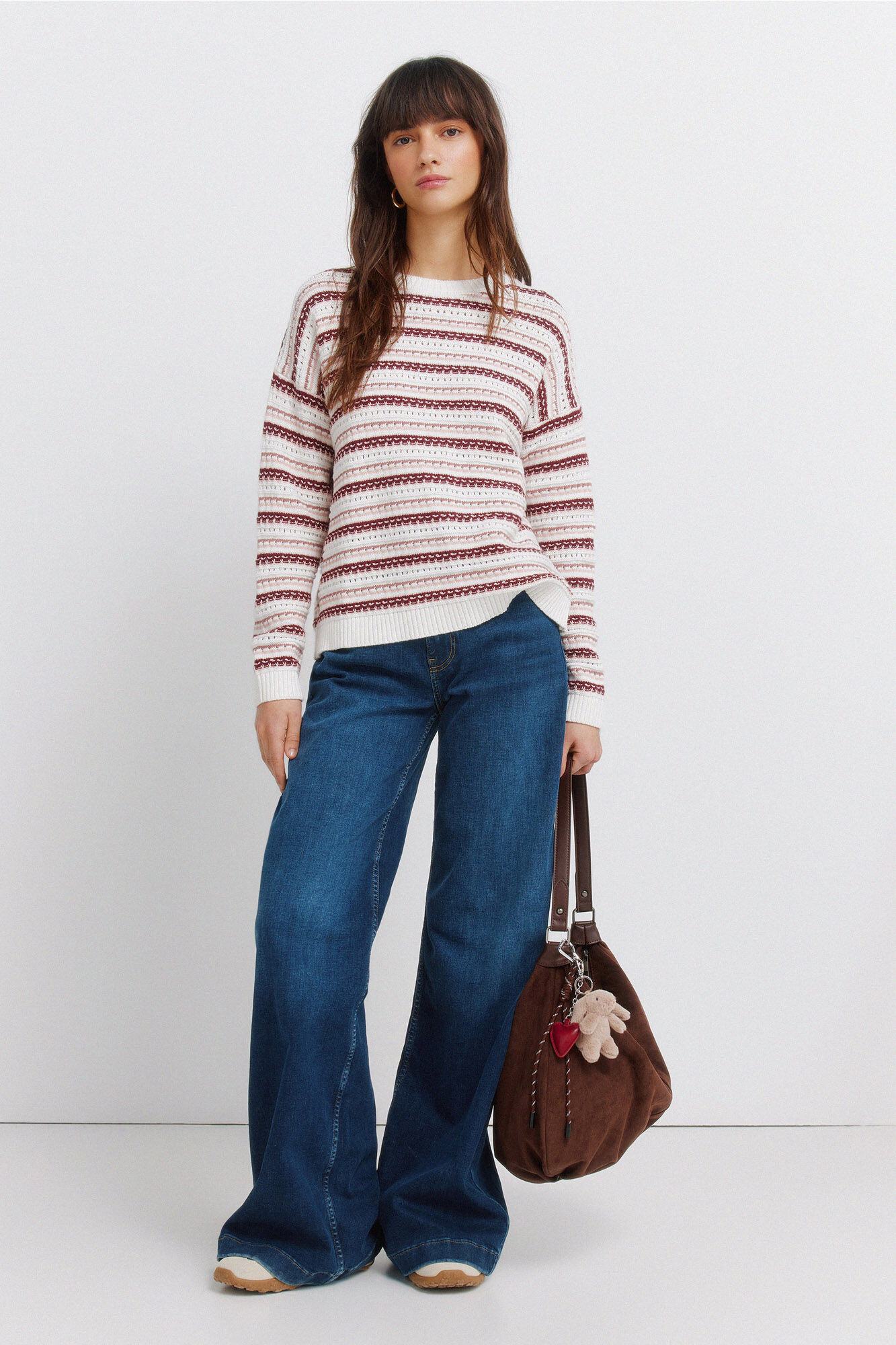 Springfield Su&eacute;ter de tejido de rayas rosa