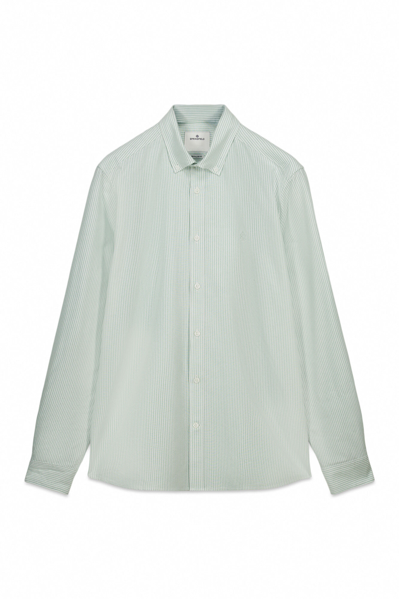 Springfield Camisa oxford a rayas sin arrugas verde