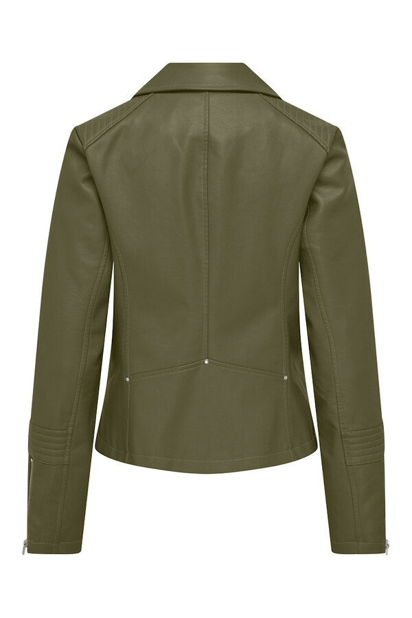 Only Chamarra biker piel vegana verde