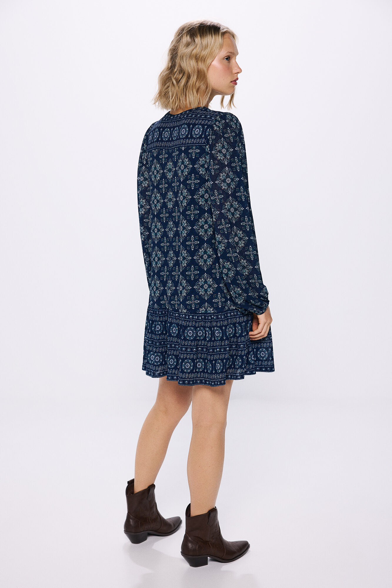 Springfield Vestido corto t&uacute;nica estampado azulado