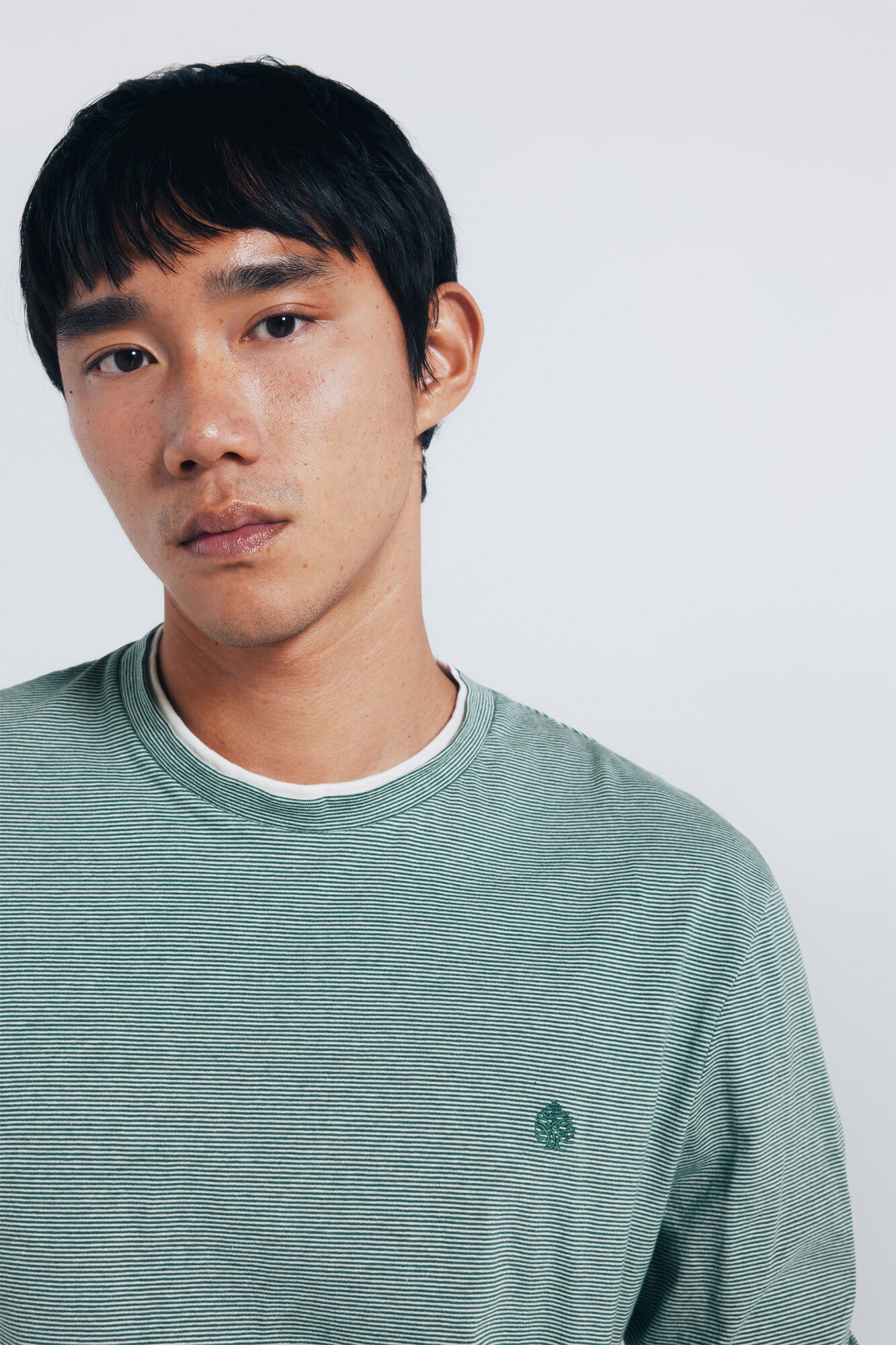 Springfield playera de manga larga con doble microraya verde