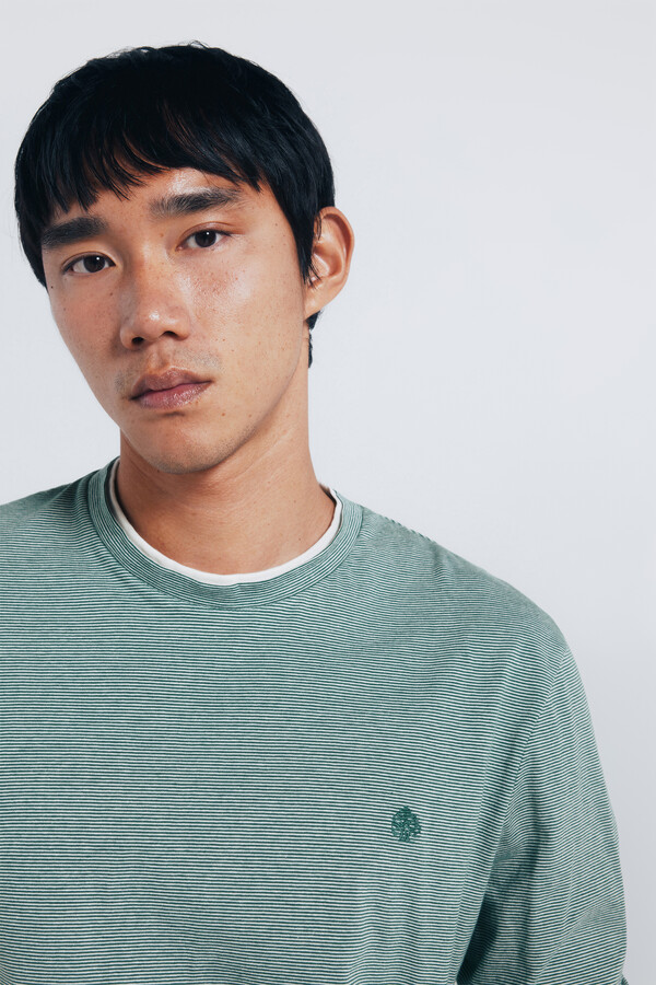 Springfield playera de manga larga con doble microraya verde