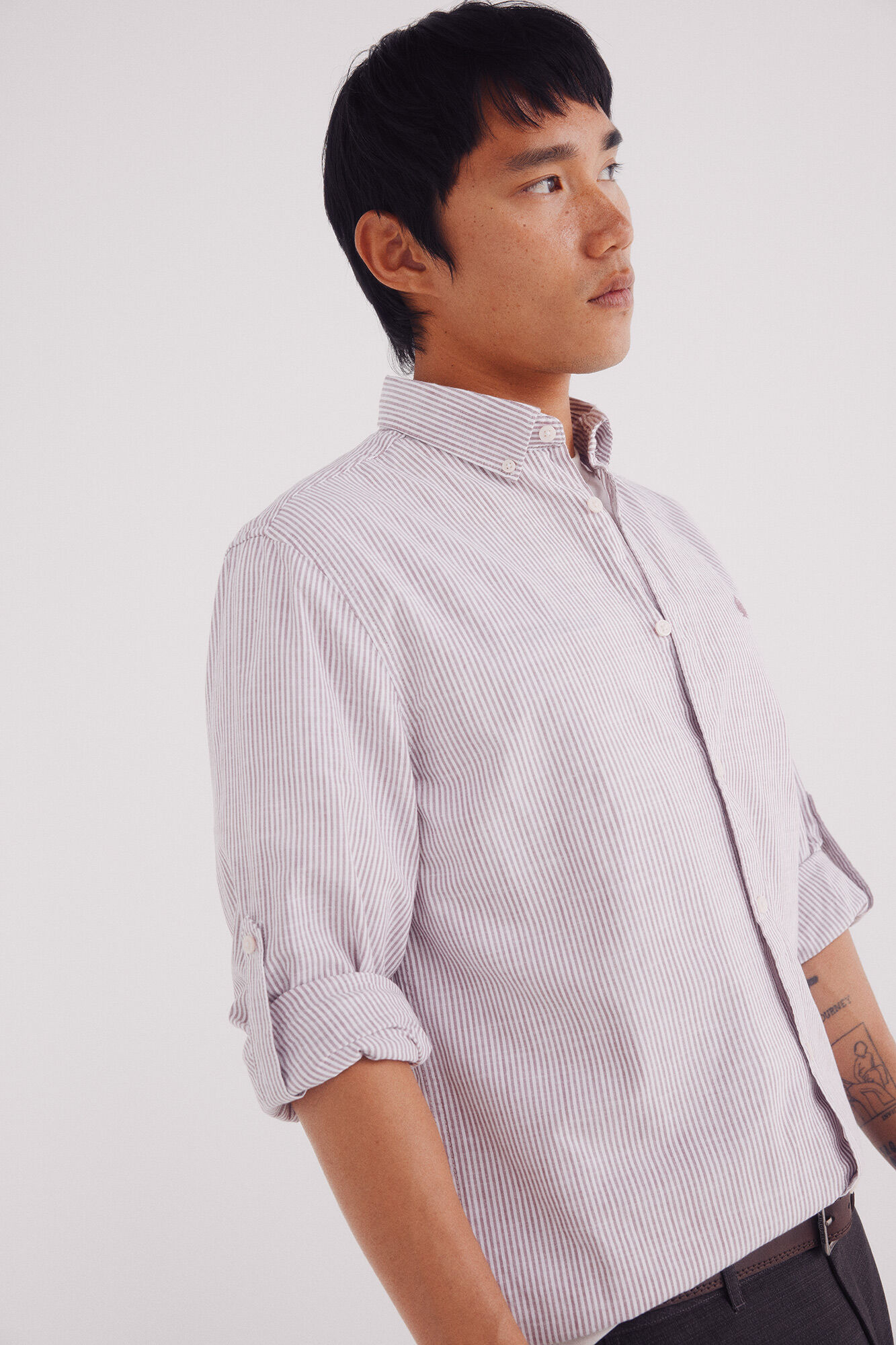 Springfield Camisa cotton slub rayas