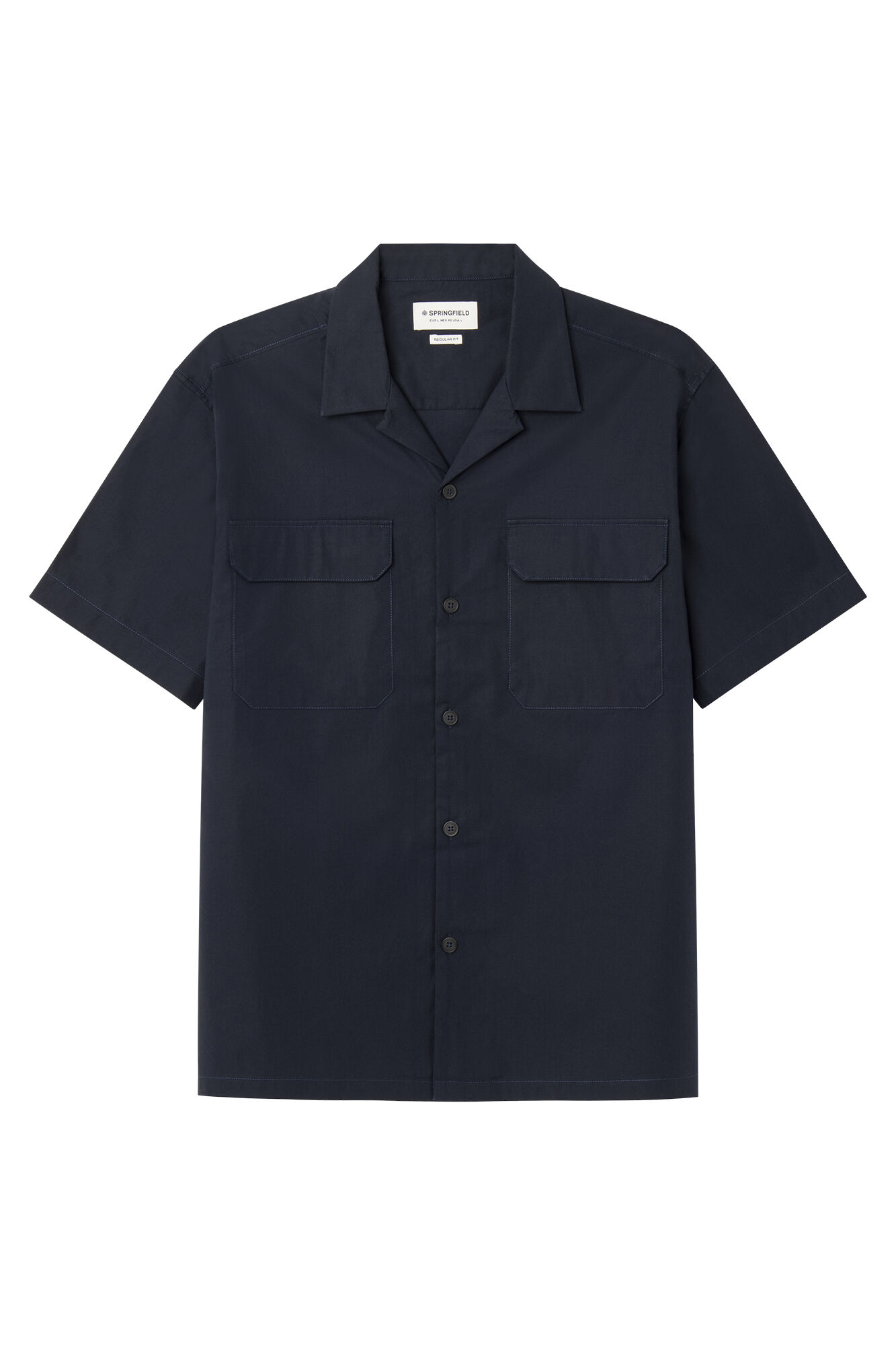 Springfield Camisa manga corta bowling popel&iacute;n bolsillo marino