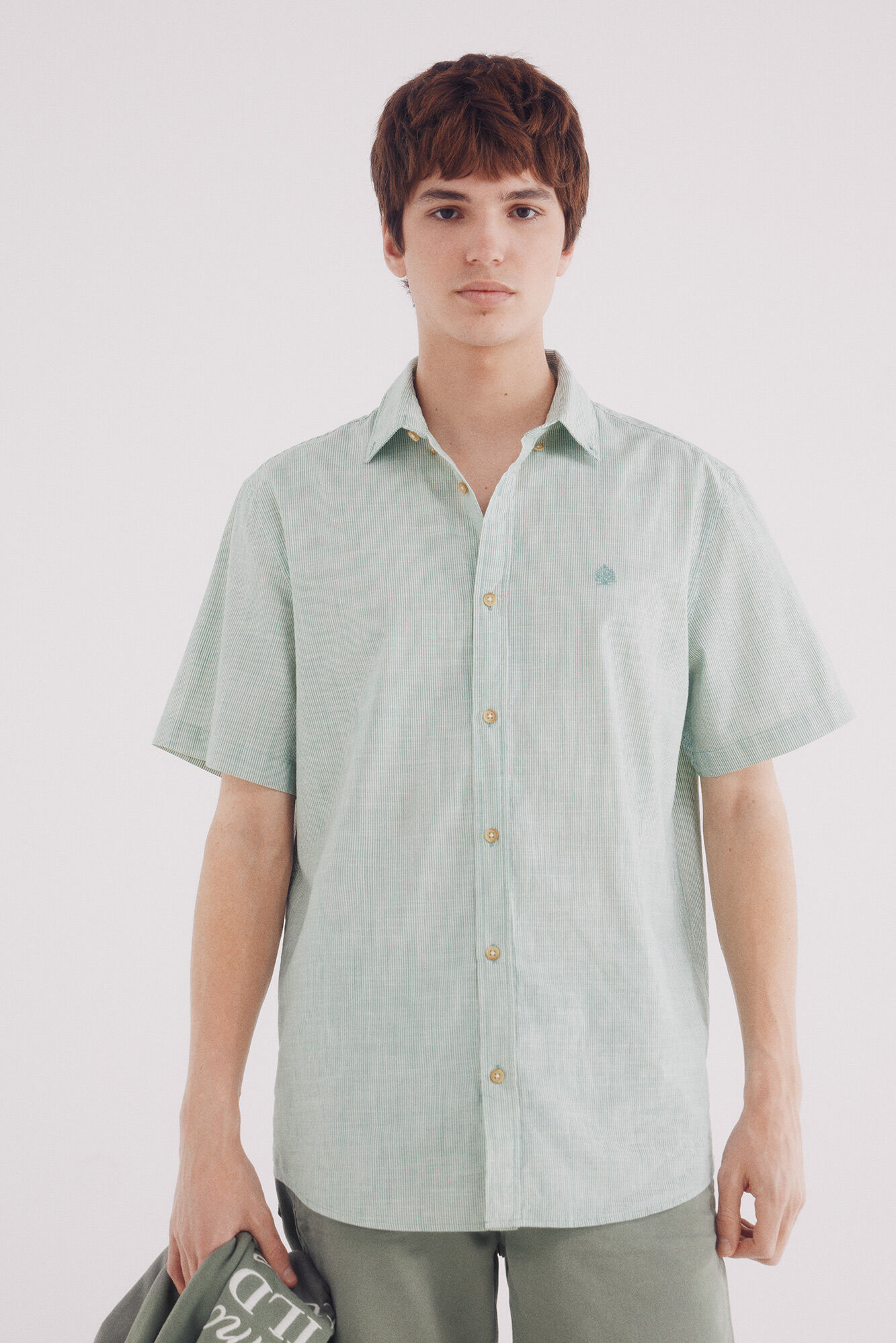 Springfield Camisa manga corta algod&oacute;n slub microrraya