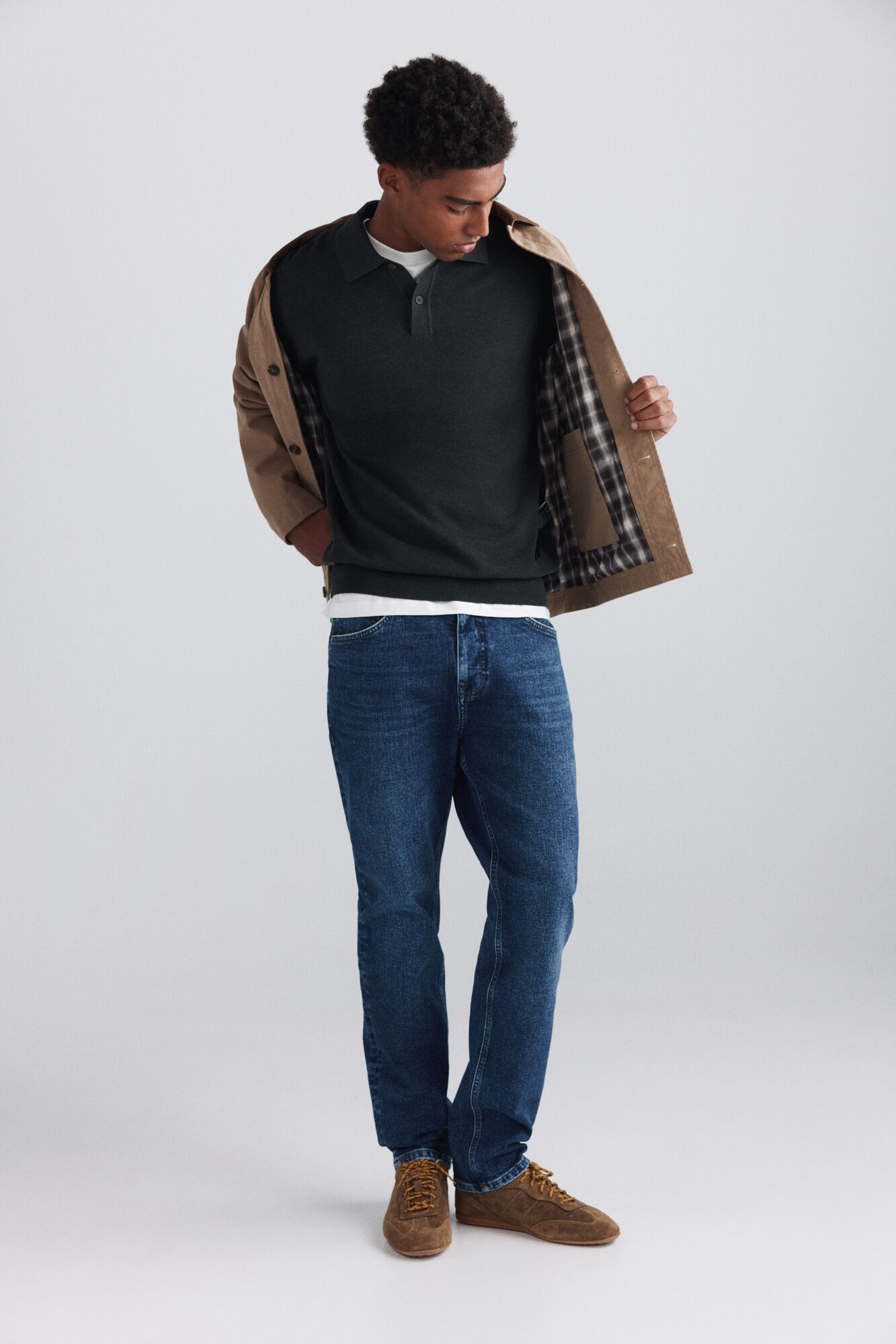 Springfield Polo de estructura con botones gris