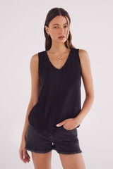 Springfield Camiseta escote uve hombros crochet negro