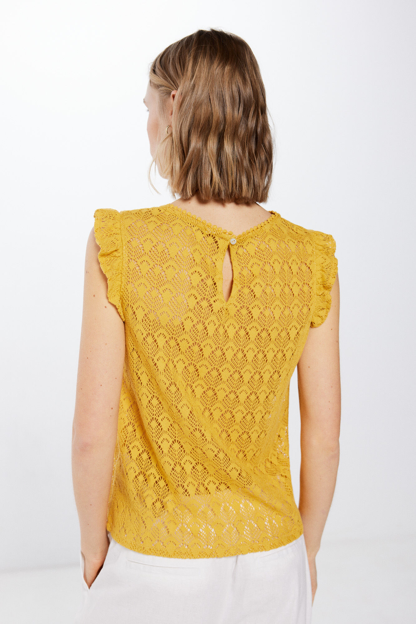 Springfield Playera estructura crochet amarillo