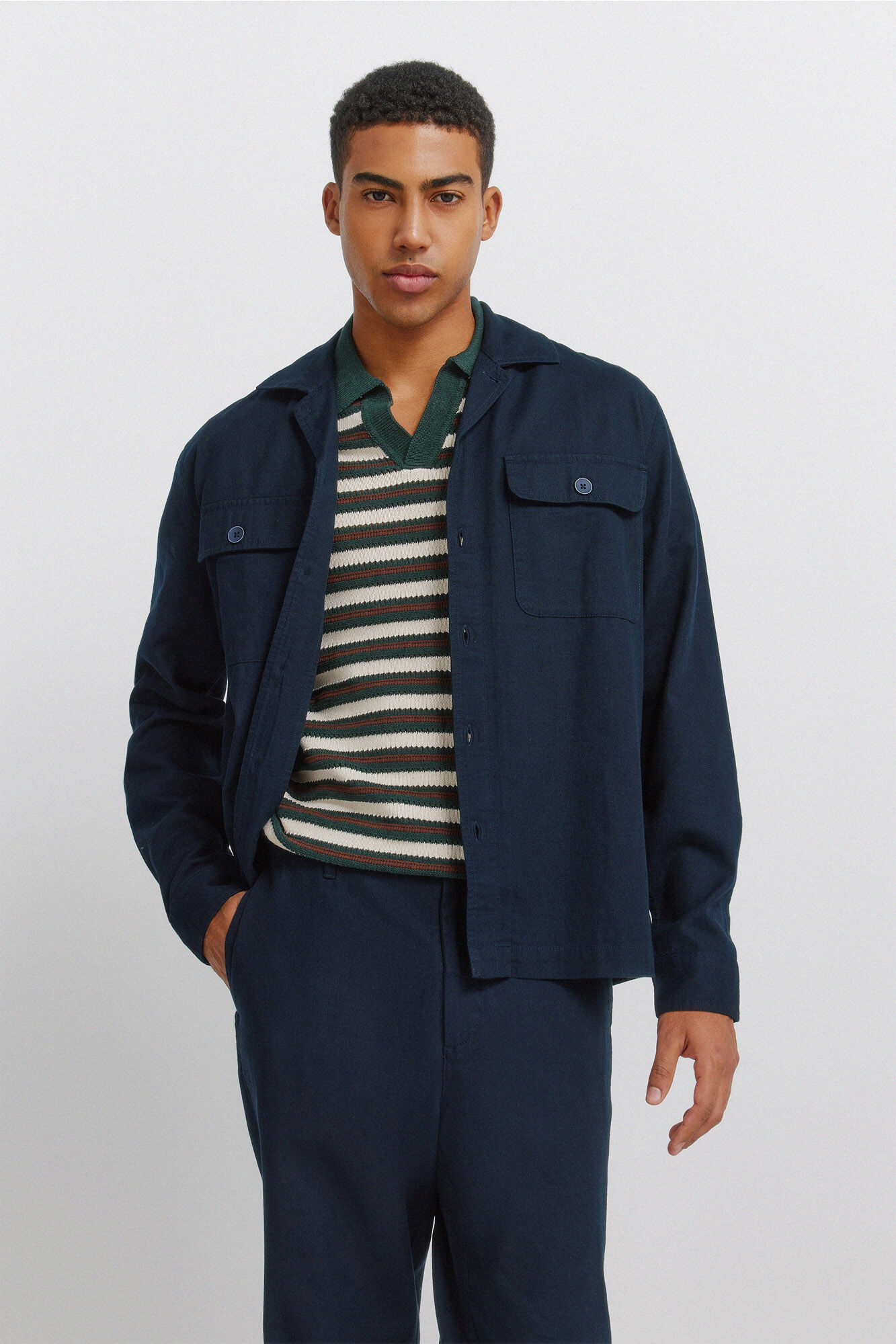 Springfield Pantal&oacute;n corte recto de algod&oacute;n azul