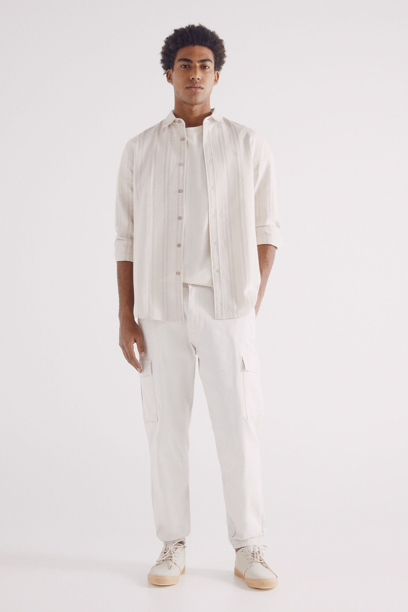 Springfield Camisa rayas beige