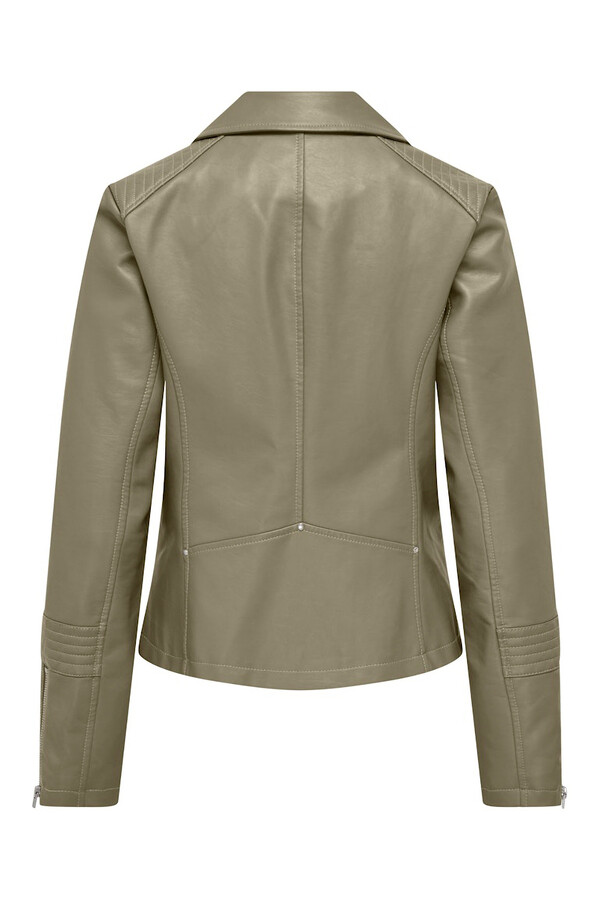 Only Chamarra biker piel vegana verde