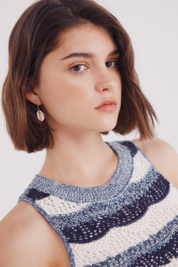 Springfield Vestido midi tejido estructura azulado