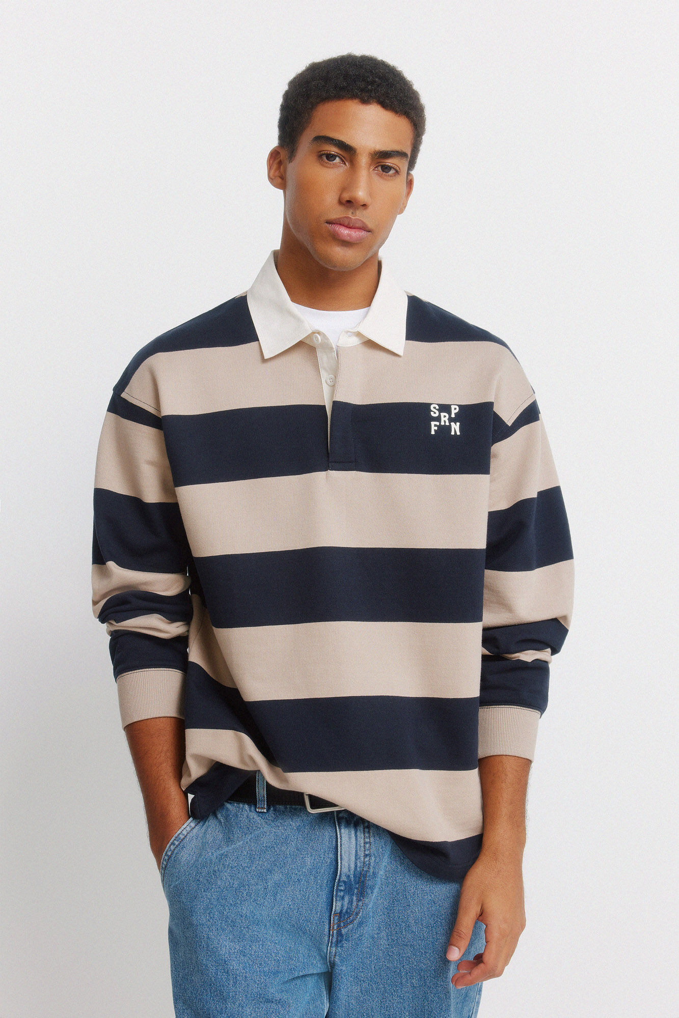 Springfield Polo rugby manga larga a rayas azul