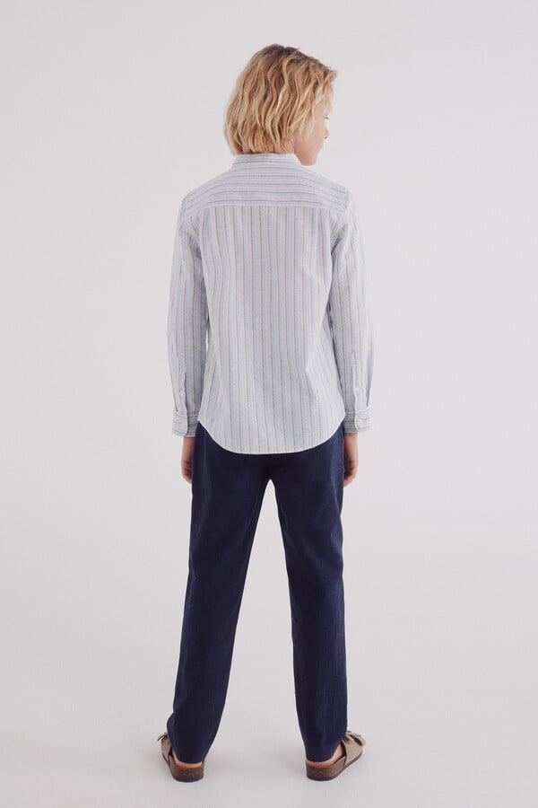 Springfield Kids Pantalon chino lino niño azulado