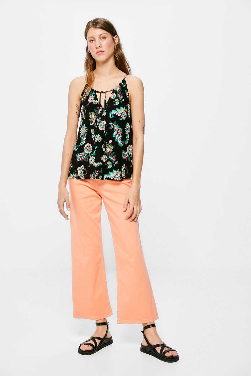 Springfield Top Escote Halter Estampado negro