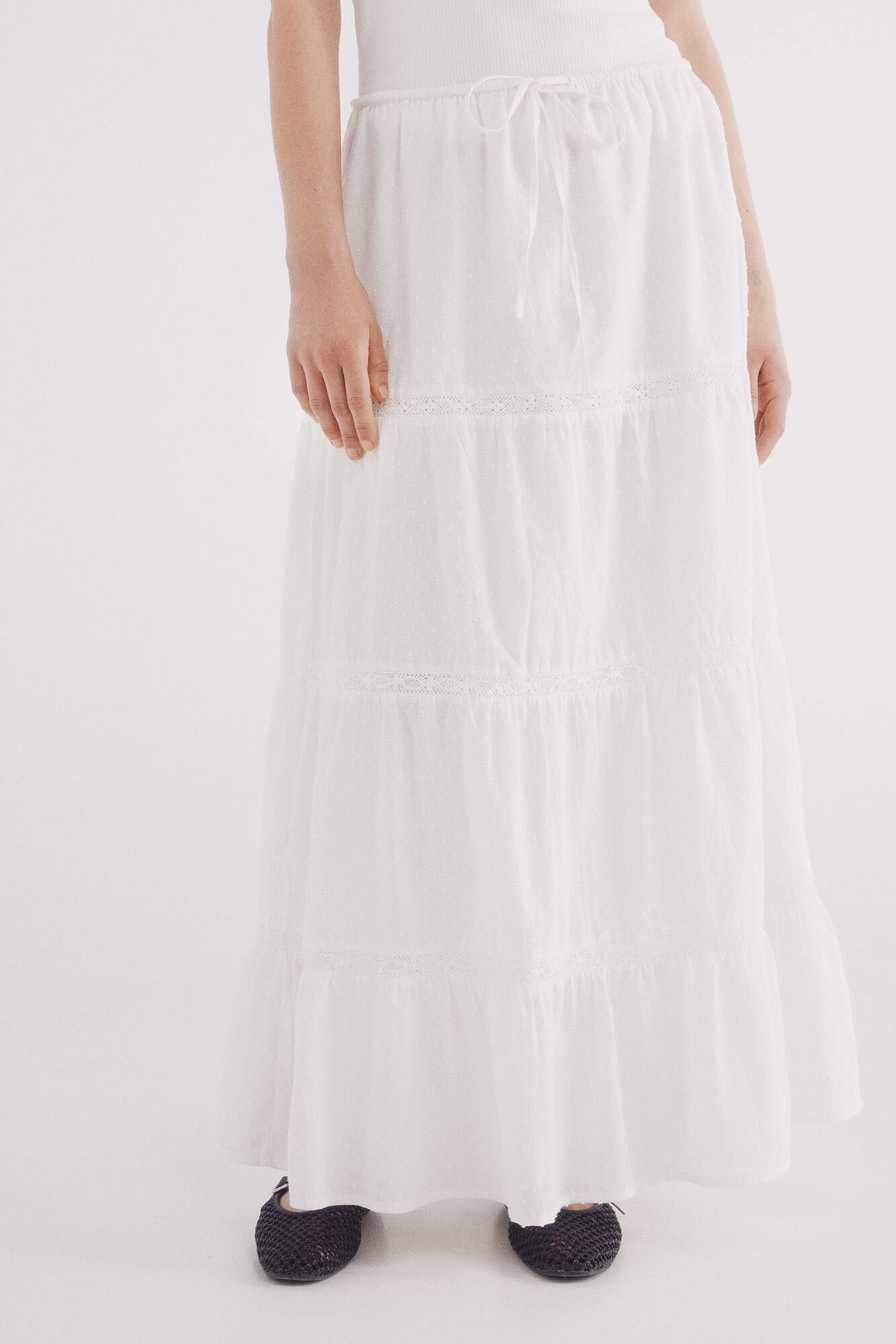 Springfield Falda larga blanca lace natural