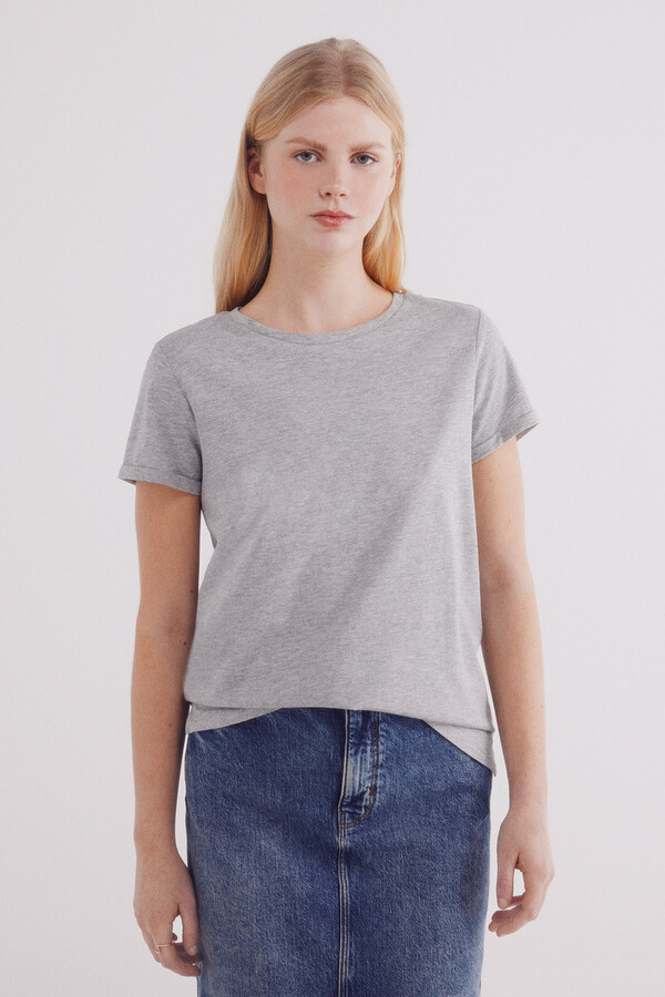 Springfield Playera básica manga vuelta gris